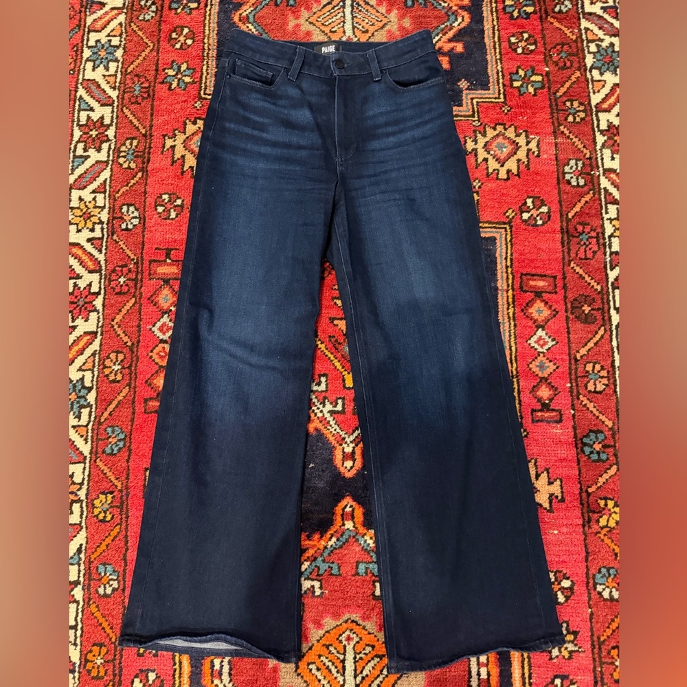 PAIGE Dark Indigo Wide Leg Jeans